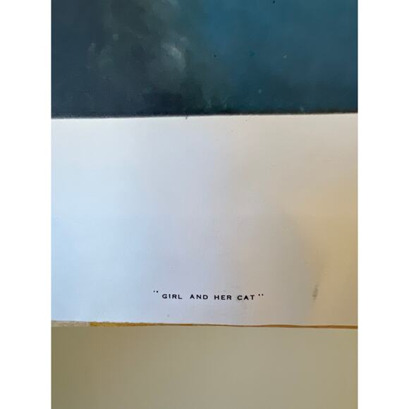 Vtg Print Girl And Her Cat 1961 Margaret Keane Big Eye No Frame 15x12” - Picture 10 of 11